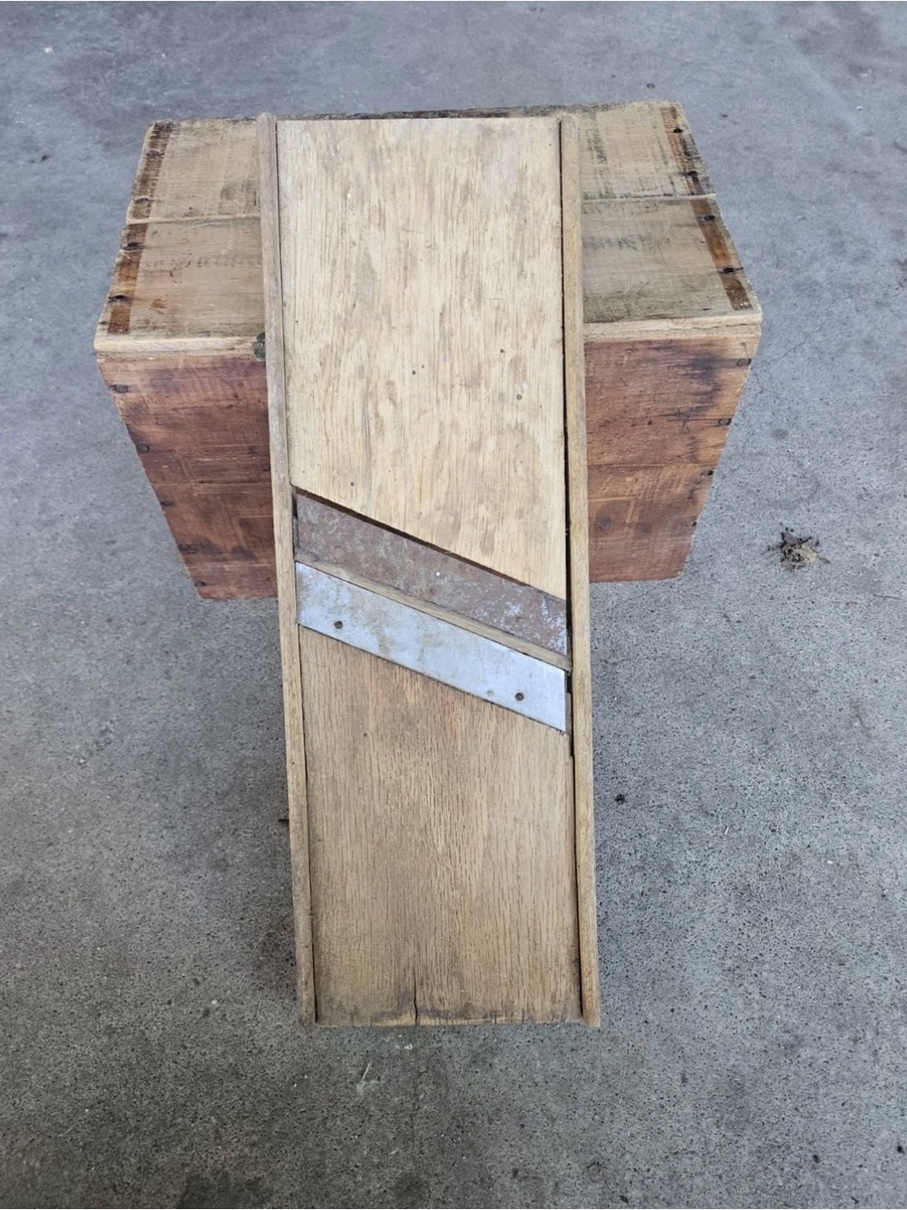 Vintage Wooden Kraut Cutter Cabbage Slicer Slaw Board Primitive Farmhouse